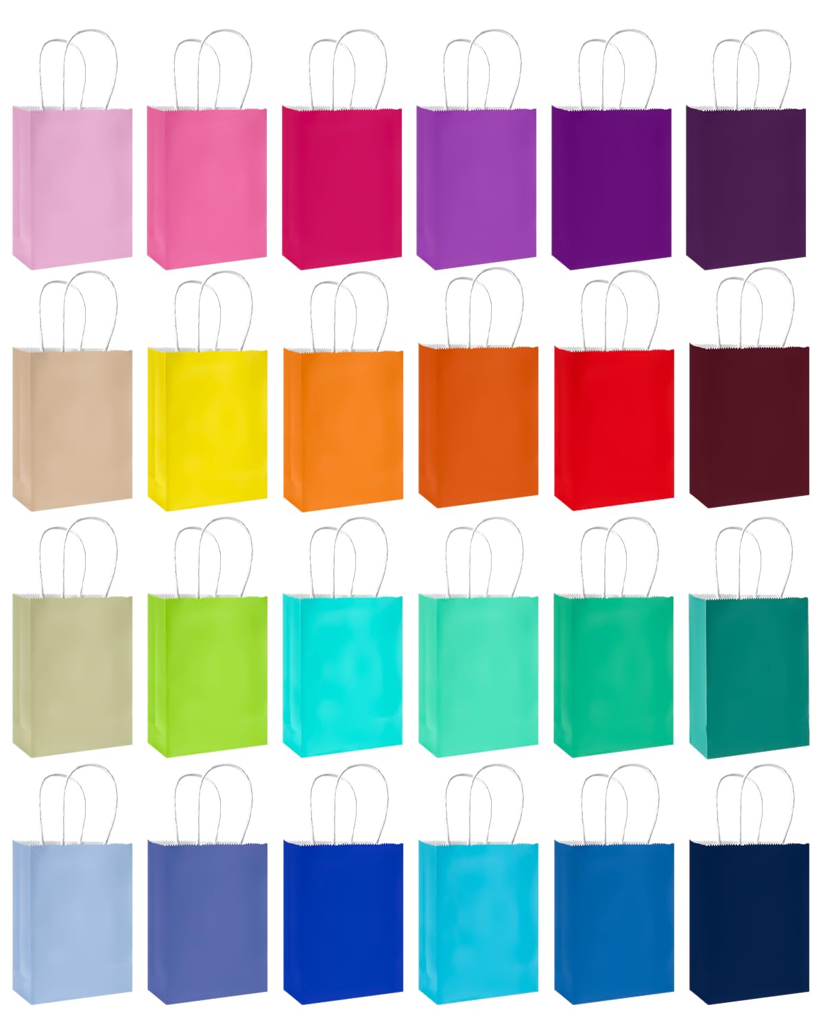 qiqee 24PCS Mini Gift Bag with Handles Bulk 4.5"x2.5"x6" Gift Bags 24 Colors Bags Multiple Uses