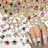ZUMILLMN 20Pcs Gold Nail Charms and Gems Charms for Nails Design Gold Charms for Nails Metal Bow Cherry Butterfly Heart Star and Crown（Gold）