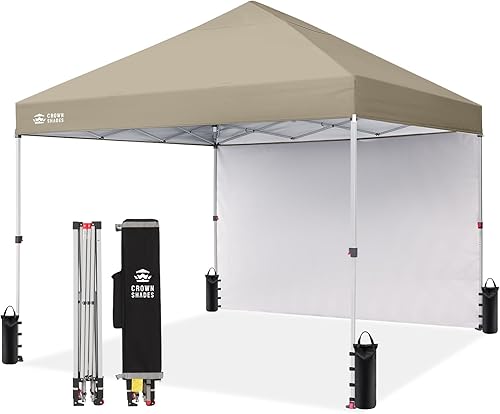 CROWN SHADES - Toldo desplegable de 8 x 8 pies con 1 pared lateral, tienda de campaña de playa que se arma con solo presionar un botón, glorieta