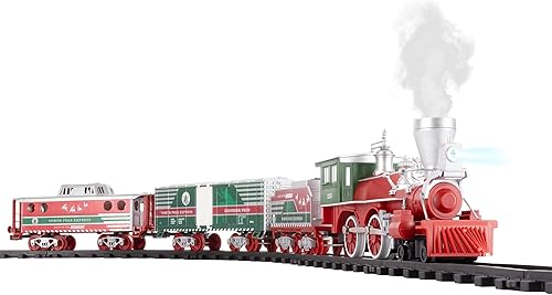 Miniatura 3 de Lionel North Pole Express - Juego de tren de juguete de batería con control remoto, locomotora, vagones de tren y pista con sonidos auténticos de