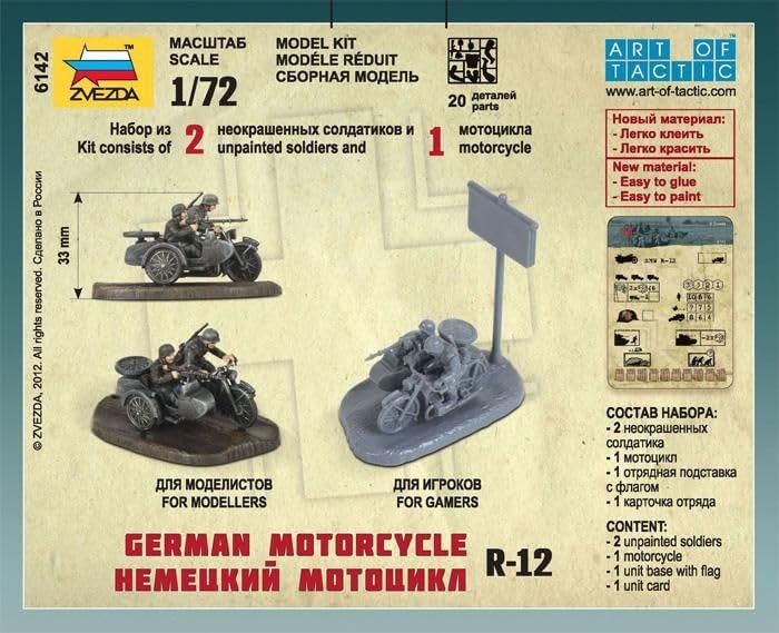 Side Car Allemand R-12 Zvezda Z6142 maquette plastique moto militaire miniature 1/72 - 6