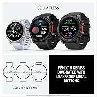 Vista 8 de Garmin fēnix® 8 – 47mm, AMOLED, Smartwatch GPS Multisport Premium, Vida Útil de Batería Larga, Certificado para Buceo, Linterna LED Integrada, Gris