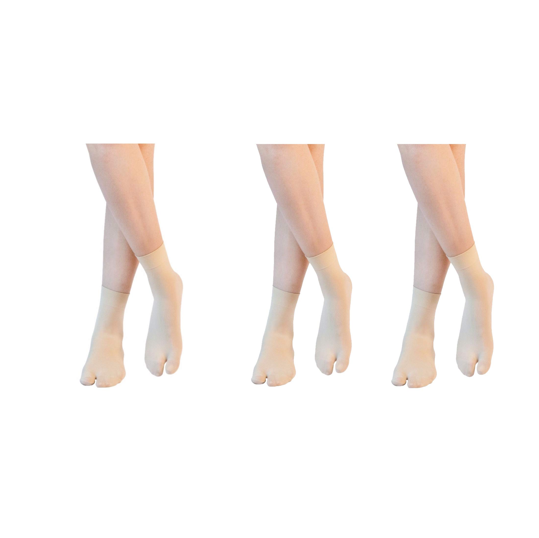 Women & Girl's Ultra-Thin Transparent Nylon Ankle Length Summer Socks (3 pairs, Beige)