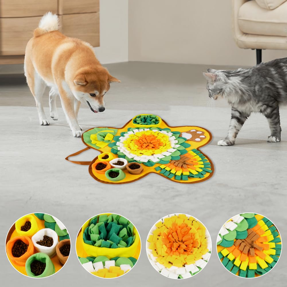 OSDUE Tappeto Olfattivo Cane, 60cm Foraggiamento Tappeto per Cani Addestramento Foraggiamento di Animali Lavabile Antiscivolo Tappetino Puzzle di Snuffle Giocattolo per Cani Attivazione Mentale Cane A