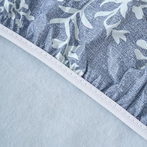 LIBERECOO Round Fitted Tablecloth with Elastic, Flannel Backed Vinyl Tablecloths for 40" - 44" Tables, Waterproof Wipeable Reusable Plastic Table Cloth for Indoor & Outdoor, Light Wash Denim by LIBERECOO - Used condition - Image 5