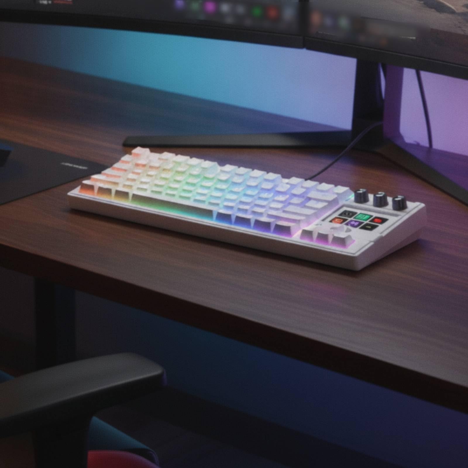 Tastiera Hot-Swap con Tasti Display Retroilluminata RGB Tastiera Meccanica con Manopole Silenziosa per Streamer