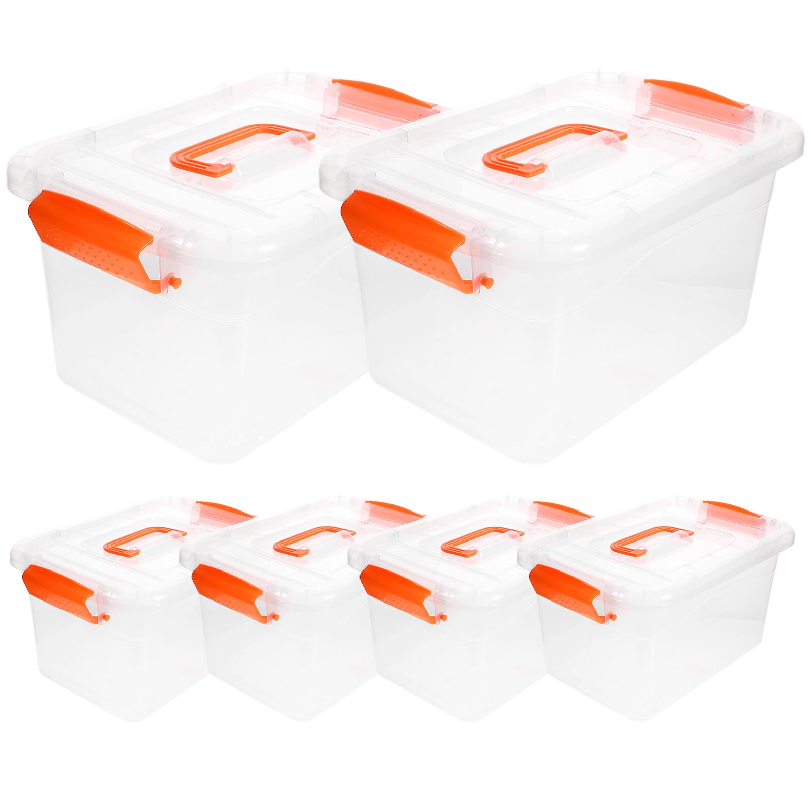 6 Cajas de Almacenamiento Transparentes de Pp y Abs de 3l Tapa y Asa, Contenedores Portátiles Multifuncionales para Organizador de Hogar