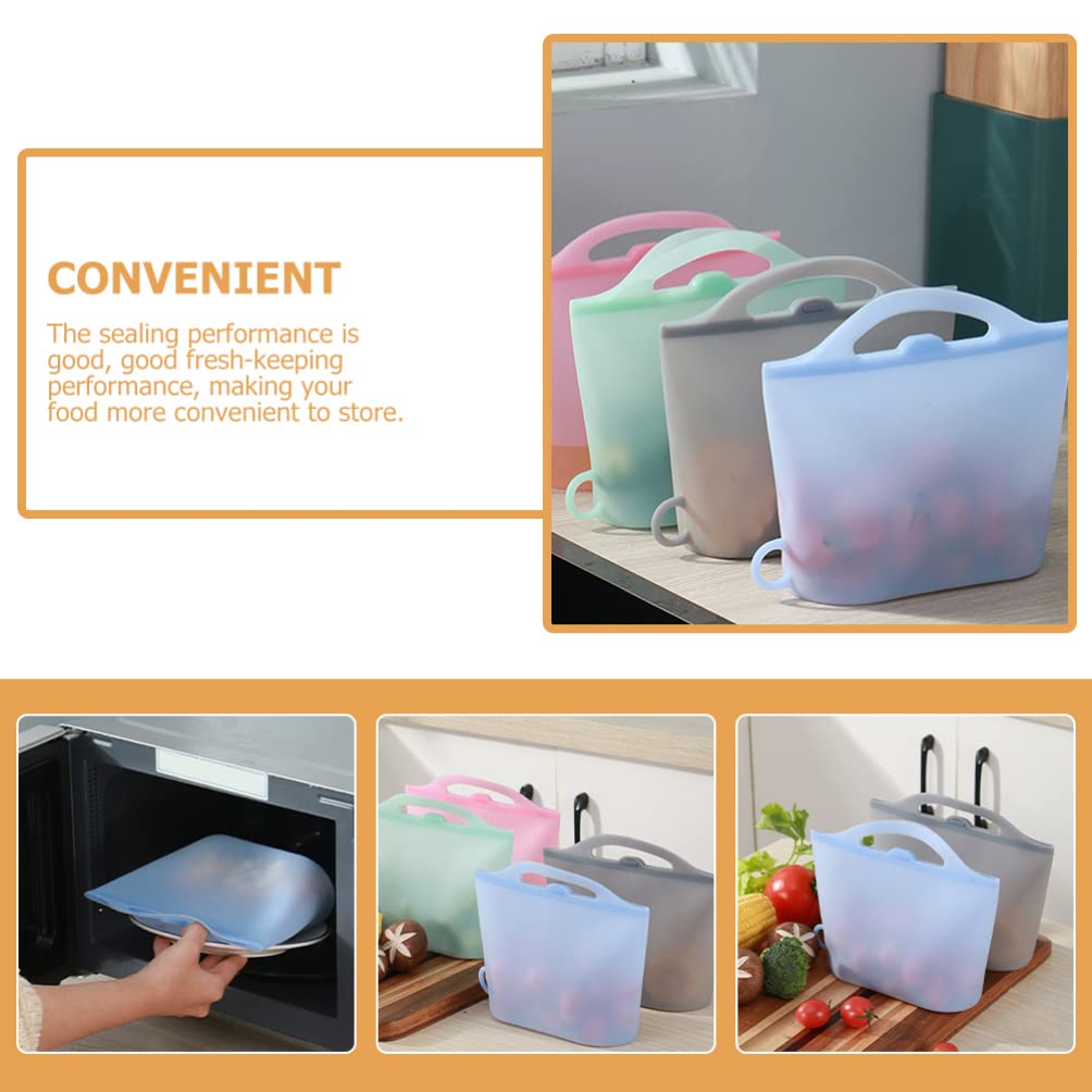 Cabilock 4 Piezas Bolsa De Almacenamiento De Silicona Bolsas De Carne Para Microondas Contenedor De Almacenamiento De Refrigerador Silicona De Grado Alimenticio Niño Bolsa De Microondas