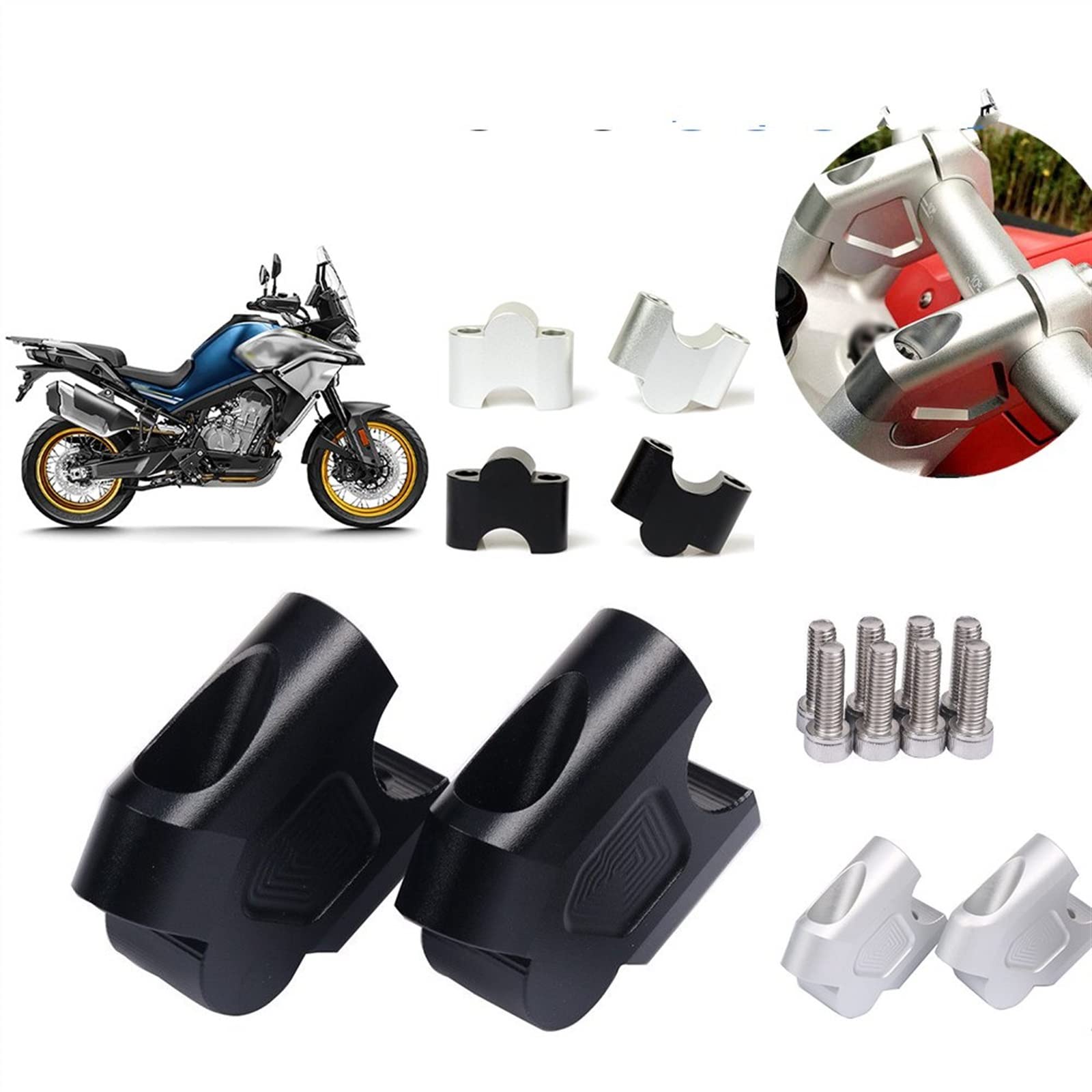 Rehausseur Guidon Pour CFMOTO 800MT 2021-2022 - Alliage Aluminium - Réglable En Hauteur Et Angle