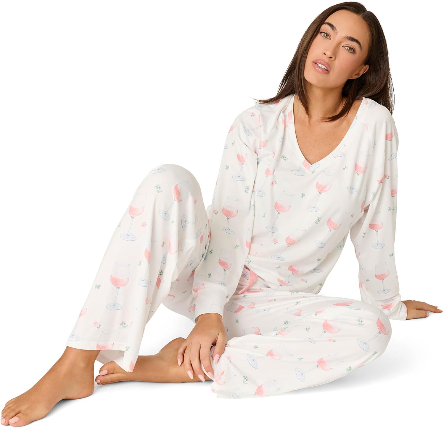 PJ Salvage Women's [Amazon Exclusive] Cloud Jersey Open-bottom Pajama 2-piece Pj Set