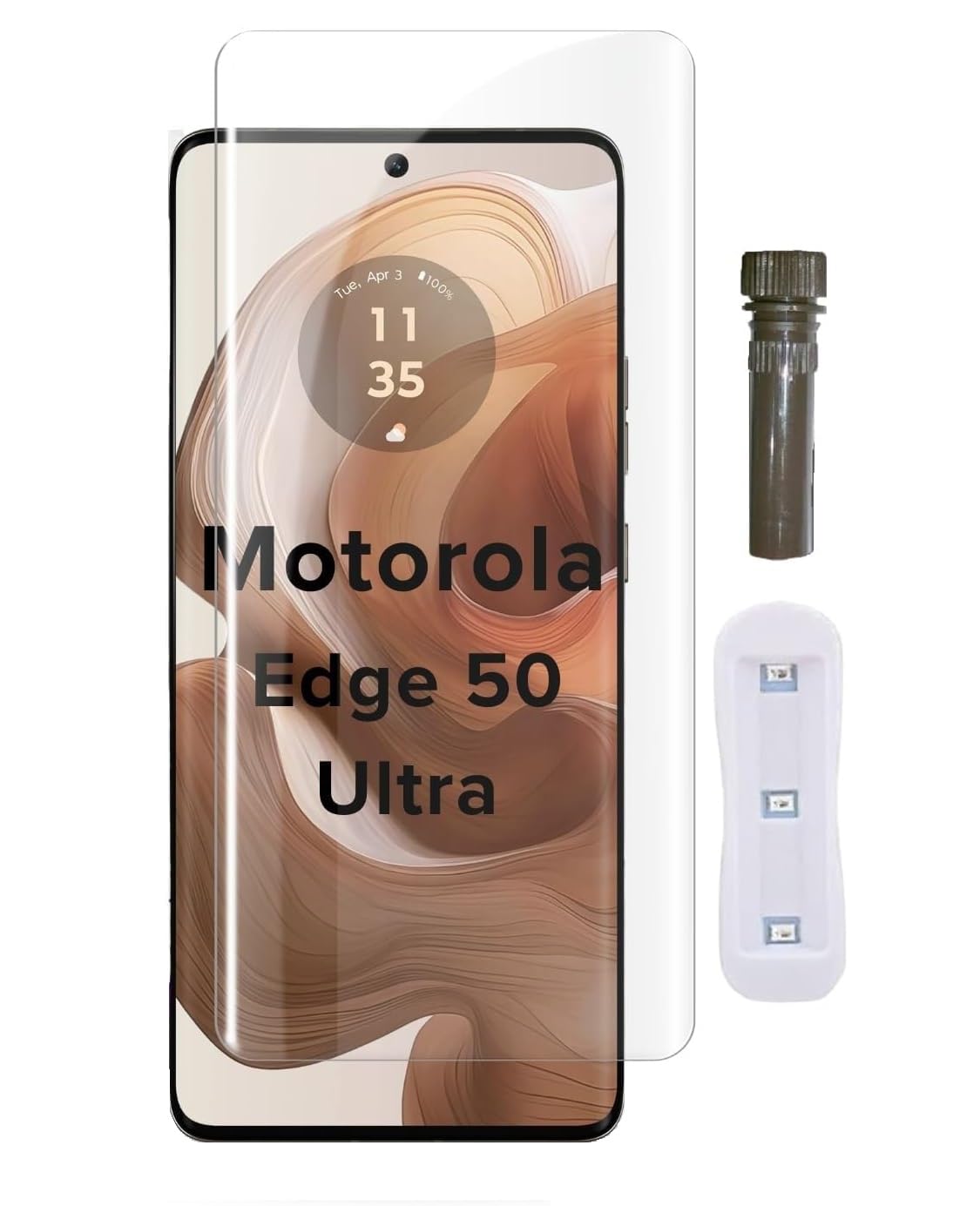 Screen Protector For Motorola Edge 50 Ultra UV Glass 3D Curved Edges Full Cover Tempered Glass Screen Protector Full Glue Edge to Edge Coverage Anti Scratch Anti Smudge Glass for Moto Edge 50 Ultra