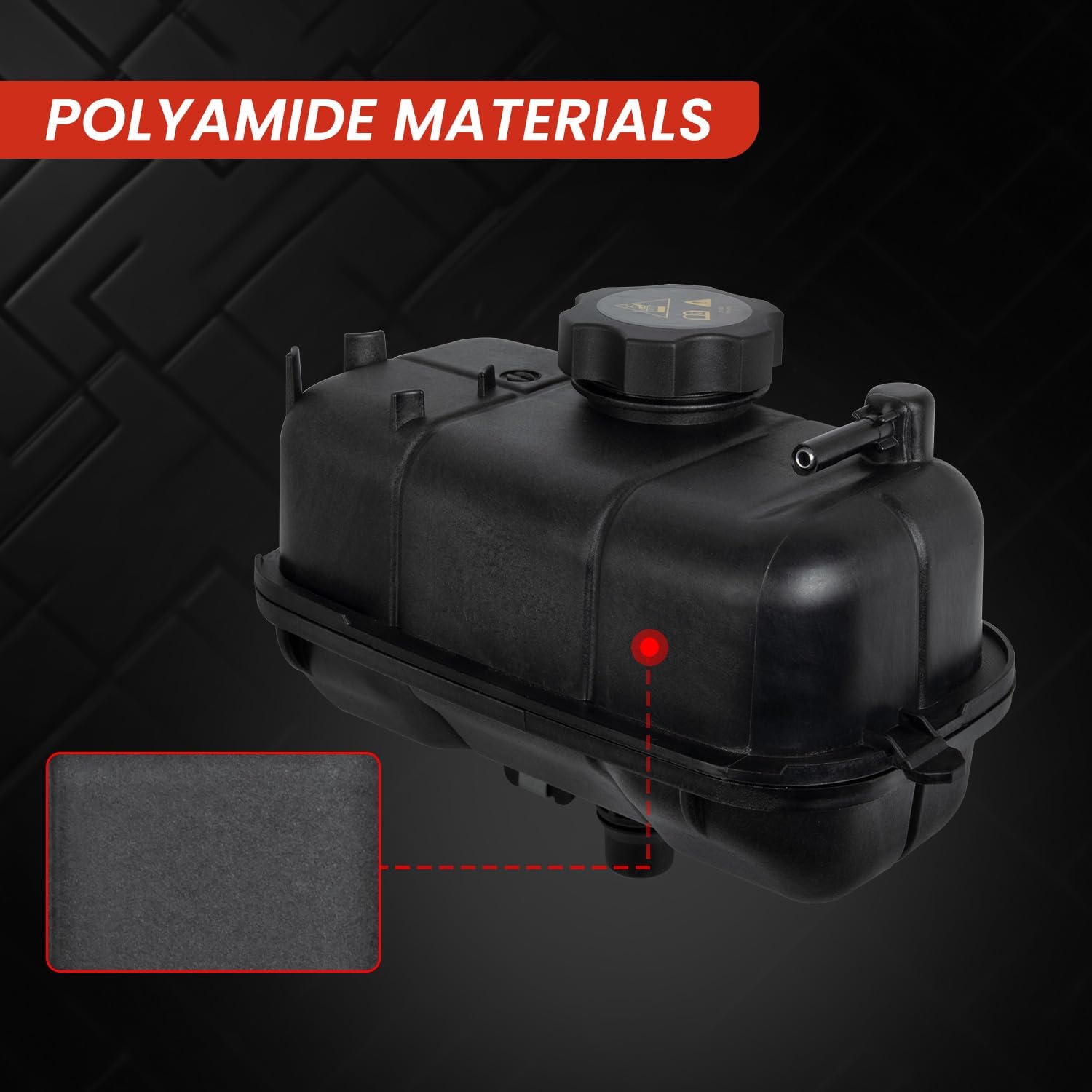 Engine Coolant Reservoir Tank Compatible with Jeep Wrangler 2.0L L4 2018-2025 Radiator Overflow Recovery Bottle with Cap Replaces 68364312AA 68364312AB 68364312AC