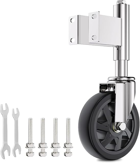 Spring Loaded Gate Caster Wheel 6”, Heavy Duty Gate Wheel for Wooden Gates, 600 Lbs Load Capacity, 360 Degree Swivel