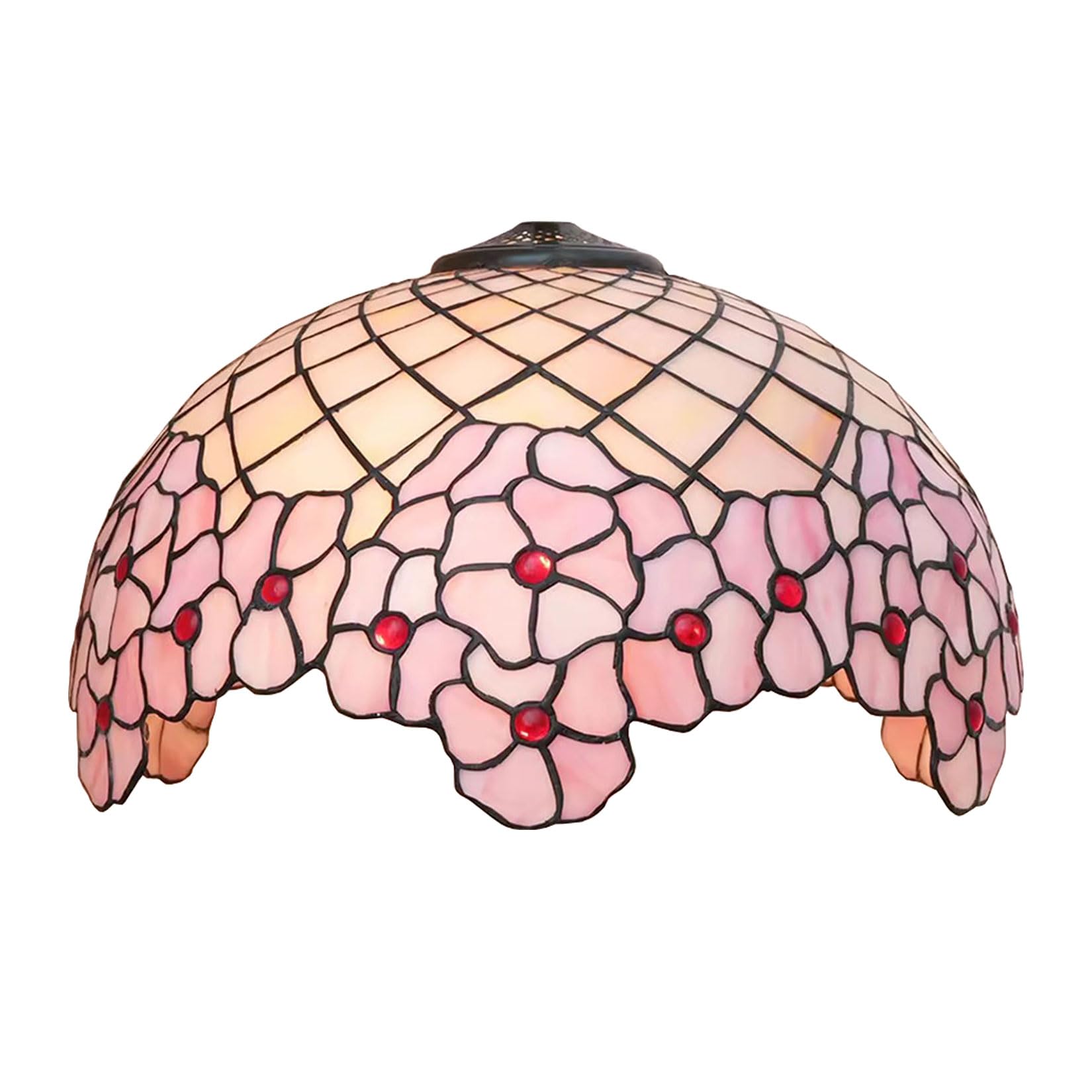 SaryEdge Cherry Blossom Lampshades Replacement, Tiffany Style Pastoral Romance Stained Glass Lamp Shade, Pink Flower Light Cover Only for Table Lamp Pendant Light Floor Lamp,16 inch，16，16 inch