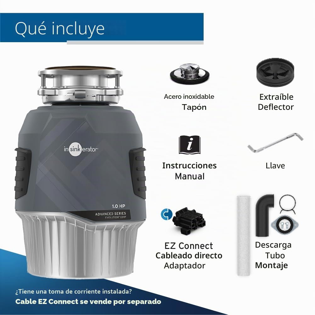 InSinkErator Evolution 1HP - Triturador de basura, color gris