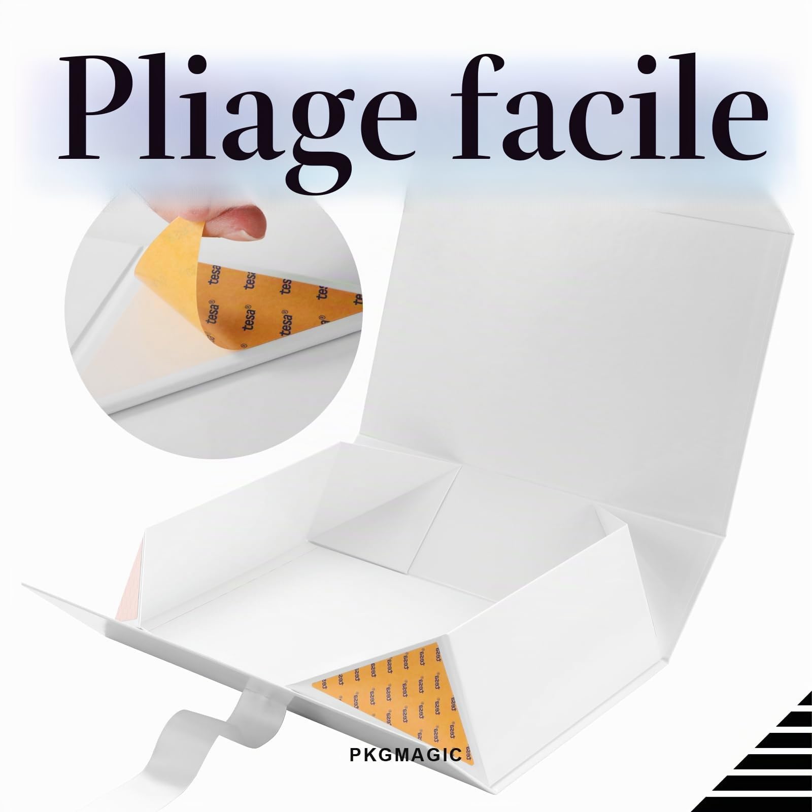 PKGMAGIC 6 Grande Boîtes Cadeaux avec Ruban 35,6 x 24,1 x 11,4 CM, Boîtes Cadeaux Vide, Boîtes Cadeaux Blanche avec Couvercle, Boîtes de Demande en Mariage pour Demoiselle D'honneu(Brillant)