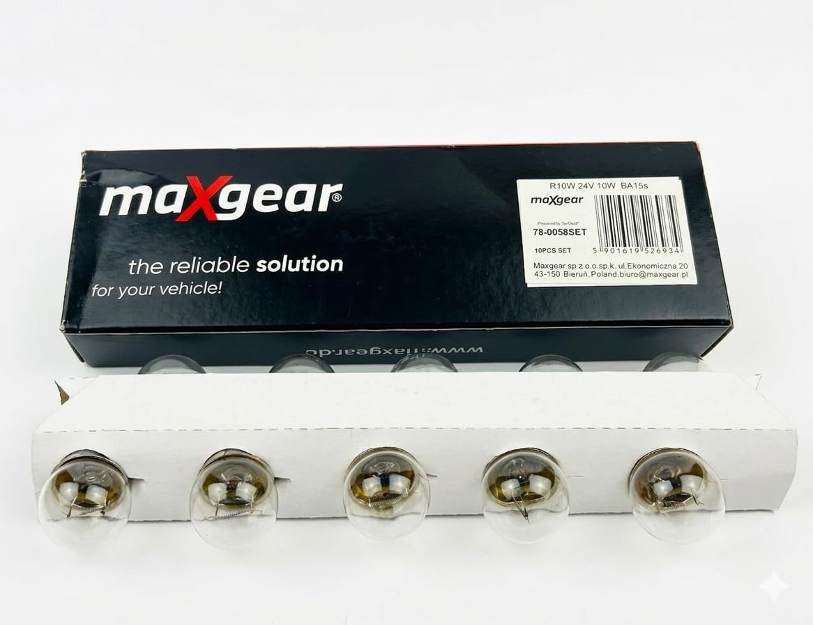 24 volt - 10 stuks - R 10 W - BA15S - 10 watt - auto vrachtwagen verlichting - gloeilamp, glazen lamp, gloeilamp, soffietlamp, lampen. Met E-keurmerk en is toegelaten voor gebruik