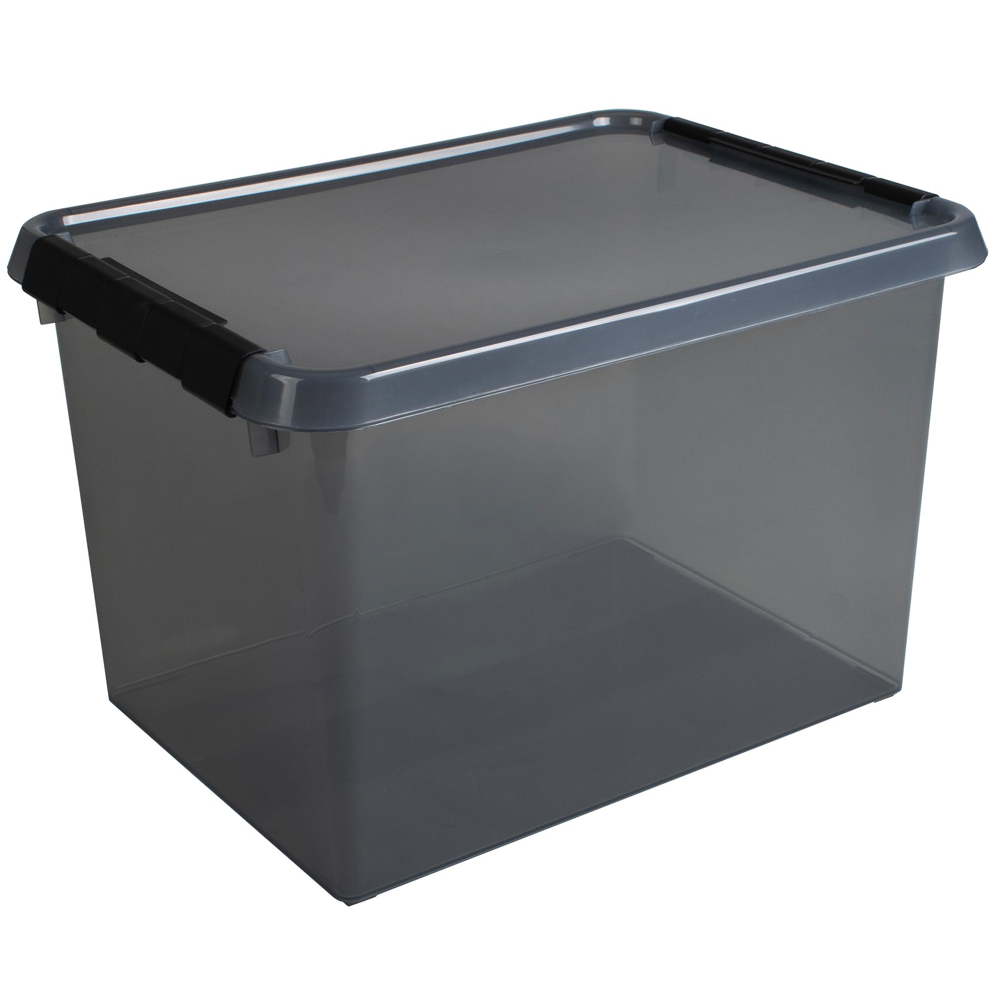 Helit The Comfort-Line H6165108 Storage Box 22 L Grey Transparent Organiser Box with Lid