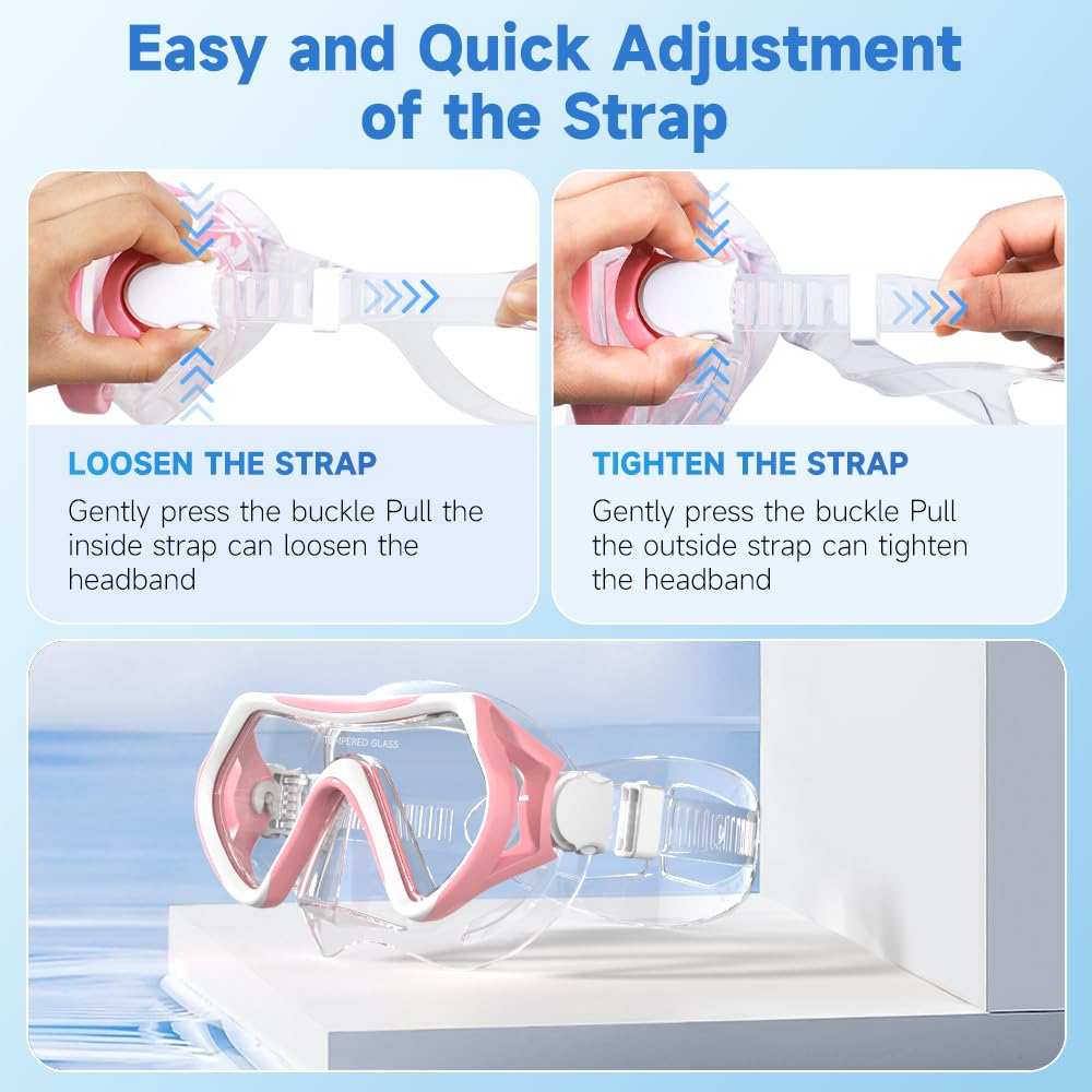 Duikbril Volwassen Unisex Duikmasker Voor Heren Vrouwen Verstelbare Siliconen Band Snorkelmasker Met Hd Gehard Glas Anti Lek Zwemmasker Uv Beschermen