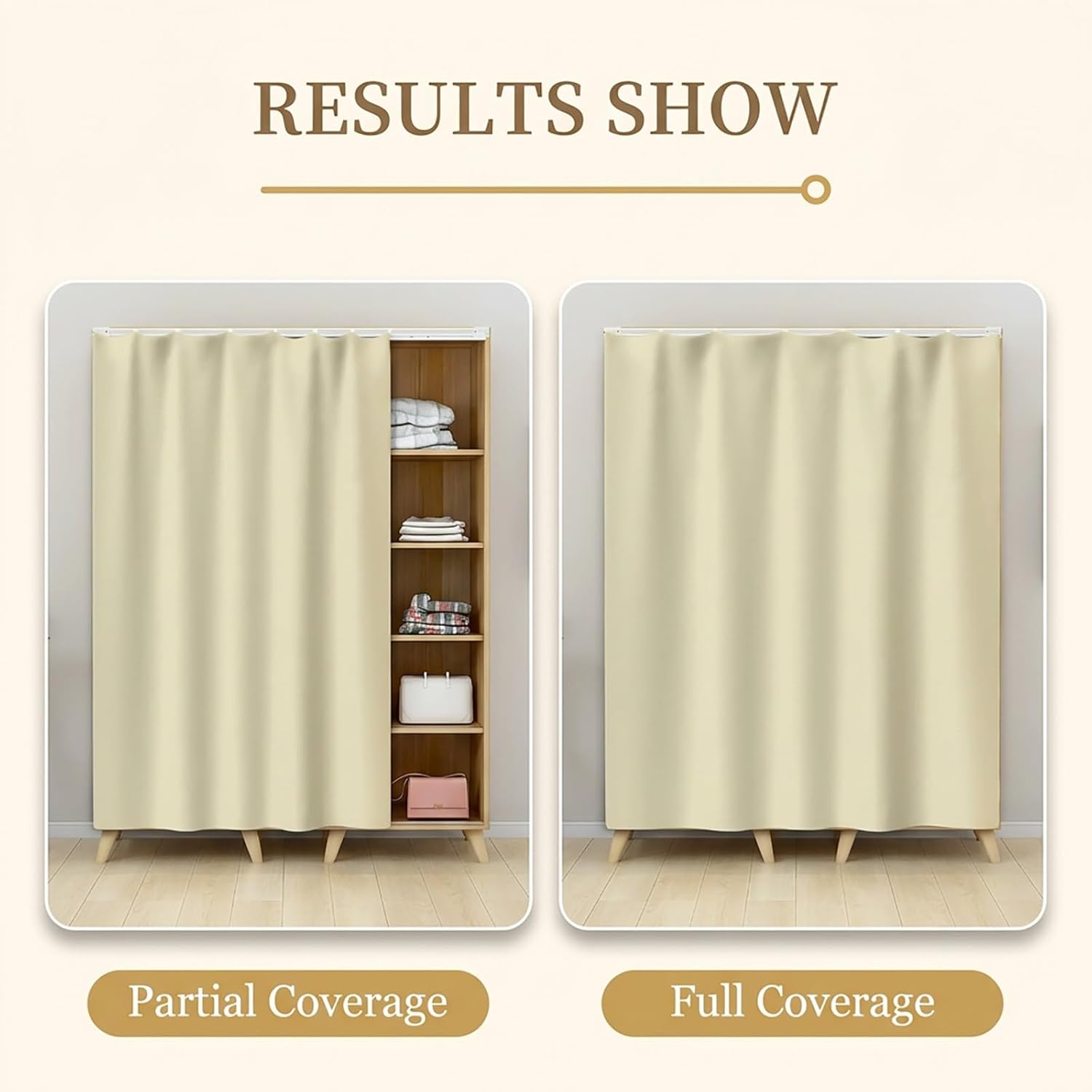 No-Drill Dishwasher Skirt Cabinet Curtains with Rod No Tools Or Drilling Required Privacy Closet Curtain Washable Fabric Suitable for Bathrooms Kitchens Vanities and Studies