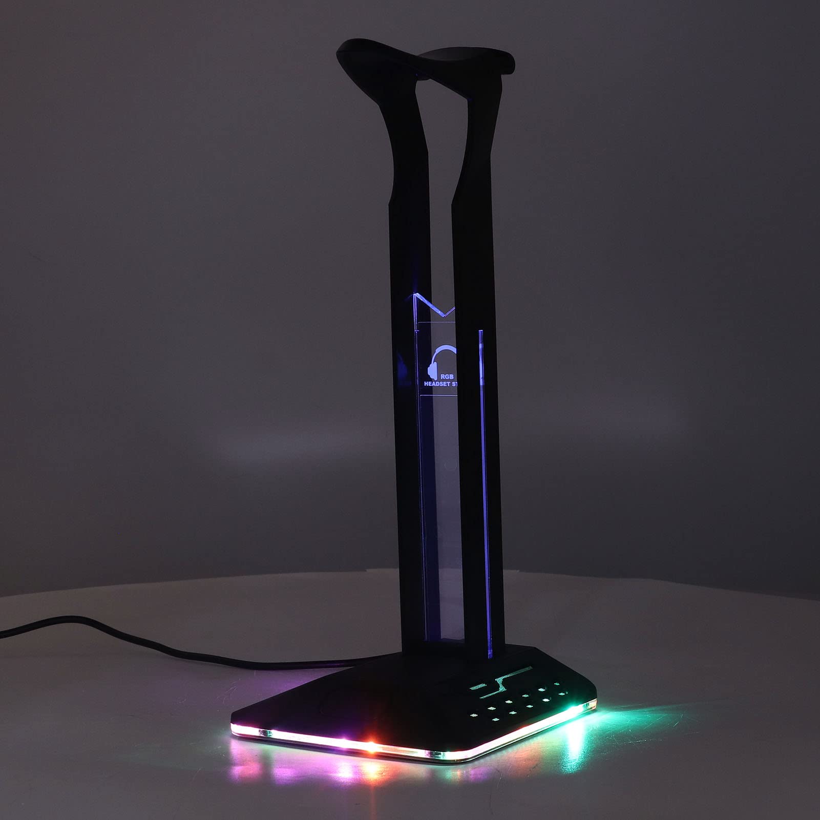 Supporto per cuffie RGB con doppia porta USB 2.0 per scrivania da gioco