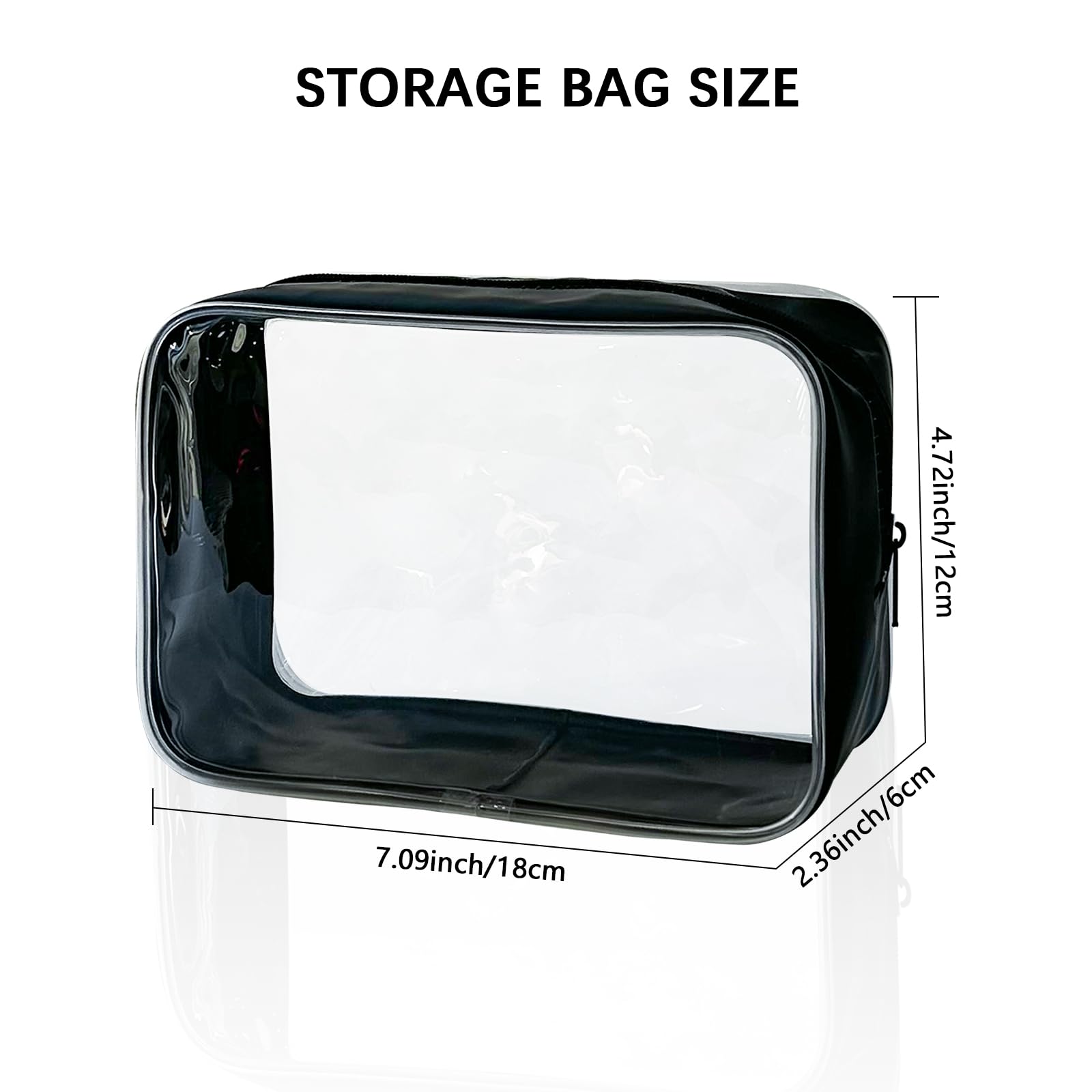 TotePrint Stadium Approved White Frame Clear Toiletry Bag TSA Approved Clear Organizer Bags Portable Travel Makeup Bags with Zipper for Women (White)