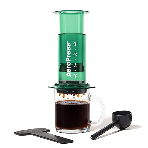 AeroPress Clear Green Coffee Press – 3 In 1 Brew Method Combines French Press, Espresso-style, Full Bodied Coffee Without Grit or Bitterness, Small Portable Coffee Maker for Camping & Travel, Green - Standard - Green