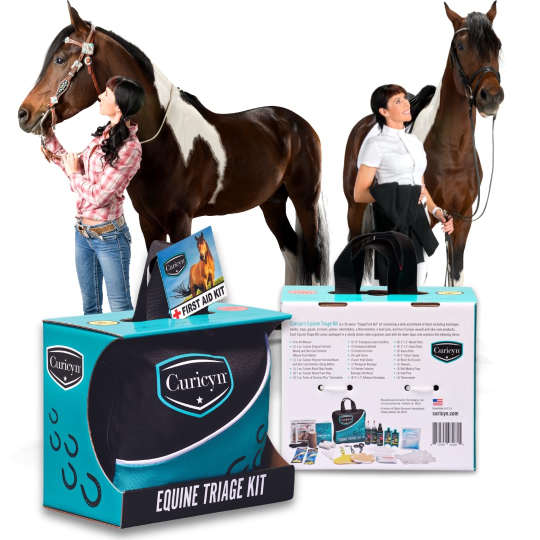 Curicyn Equine Triage Kit - 36 Piece Equine First Aid Kit for Horses - Contains Equine Emergency Essentials Including Hoof Kit - Horse First Aid Kits - Horse Emergency Necessities