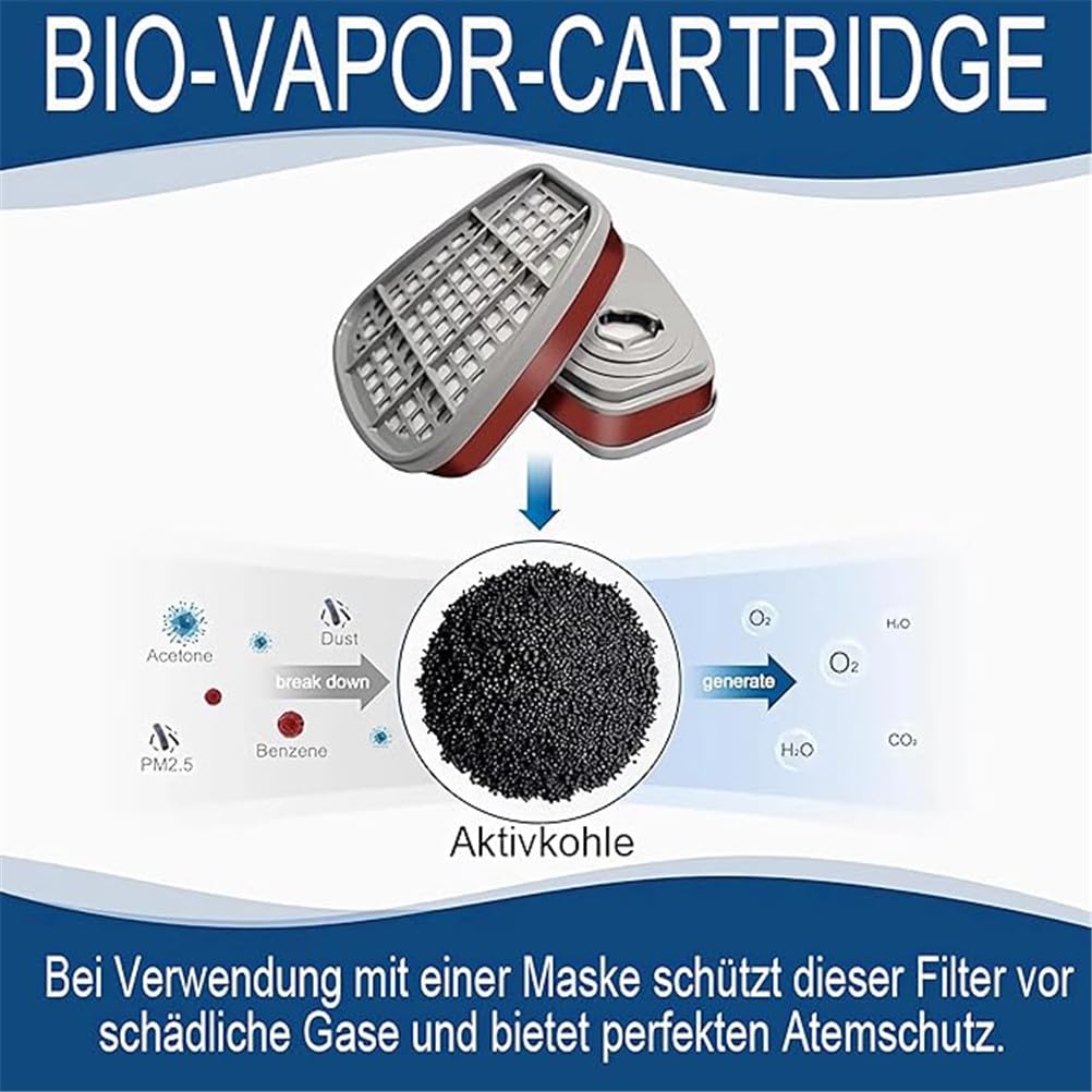 Masque complet 26 en 1 avec filtre et 10 protections d'objectif, masque de peinture pour pulvérisation de peinture, vapeur organique, poussière, masque de peinture pour pulvérisation de peinture,
