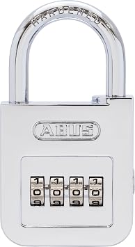 ABUS Combination Padlock 160/50-4-Digit Code, Chrome, Security Level 6