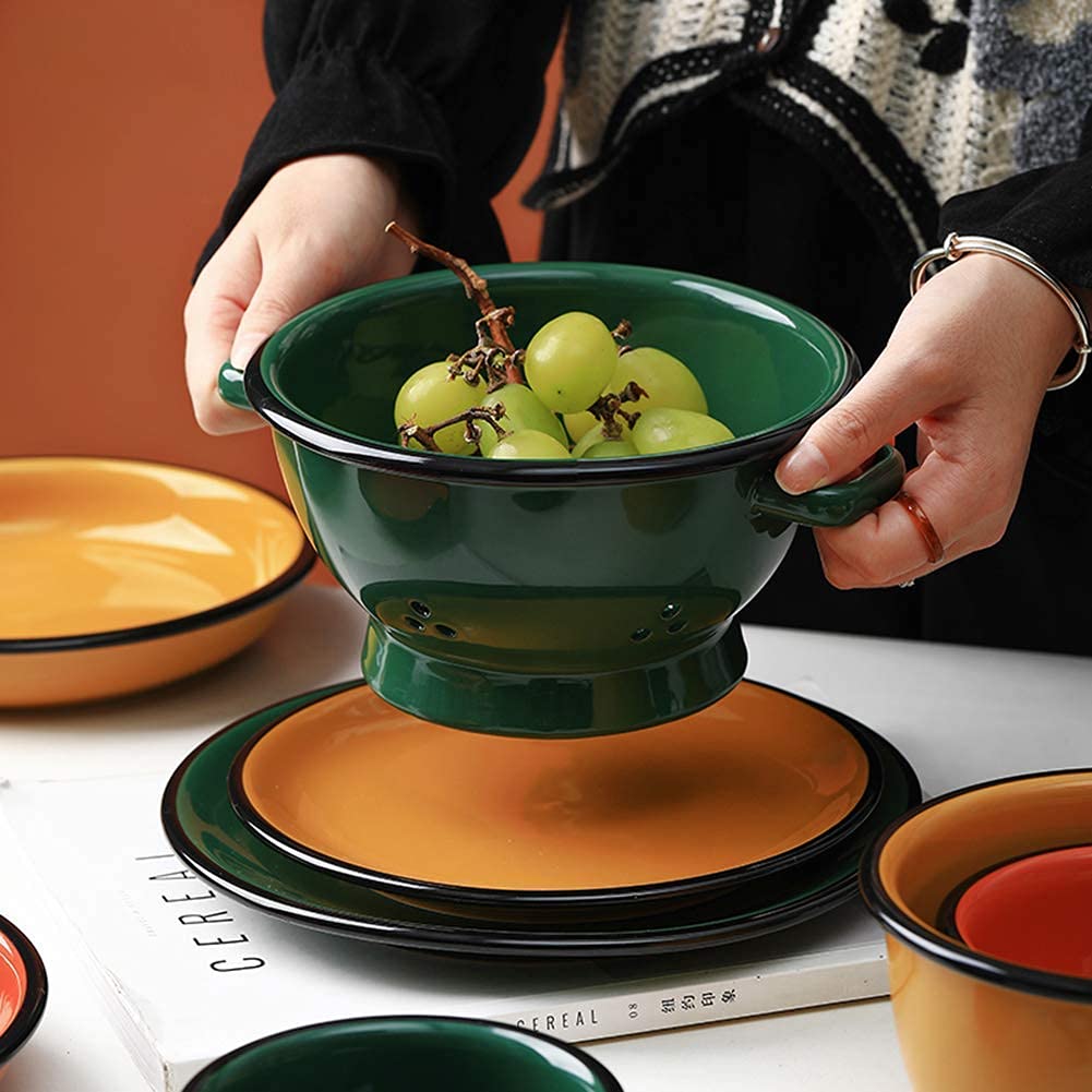 Klasyczny zestaw naczyń obiadowych, zestawy naczyń porcelanowych, naczynia z imitacji emalii porcelanowej, zestaw zastawy stołowej, zestawy obiadowe w stylu skandynawskim, można używać w kuchence mik