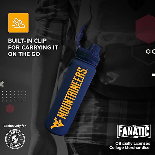 Miniatura 6 de Campus Colors Botella de Agua de Acero Inoxidable NCAA - Tapa de Rosca - 24 oz - Clip de Transporte - Mantiene tus Bebidas Calientes o Frías durante