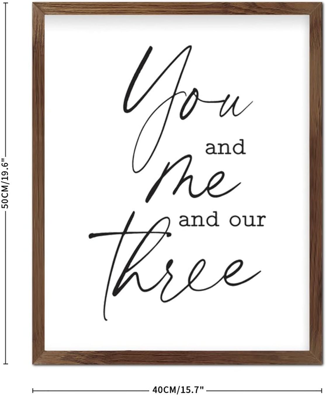 Hanging Wall Sign You and Me and Our Three Rustic Style Wooden Plaque for Laundry Room Decor 16x20inch