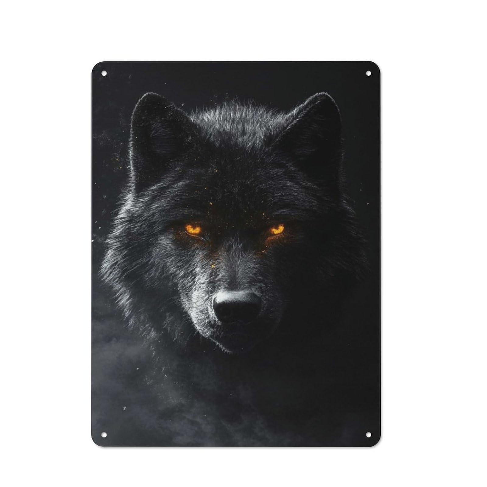 Junmoney Style-10 Black Wolf With Glowing Eyes Portrait Retro-Style Tin Sign 40X30cm For Guest Room Or Hallway, A Christmas Gift For People Styling Guest Room And Hallway