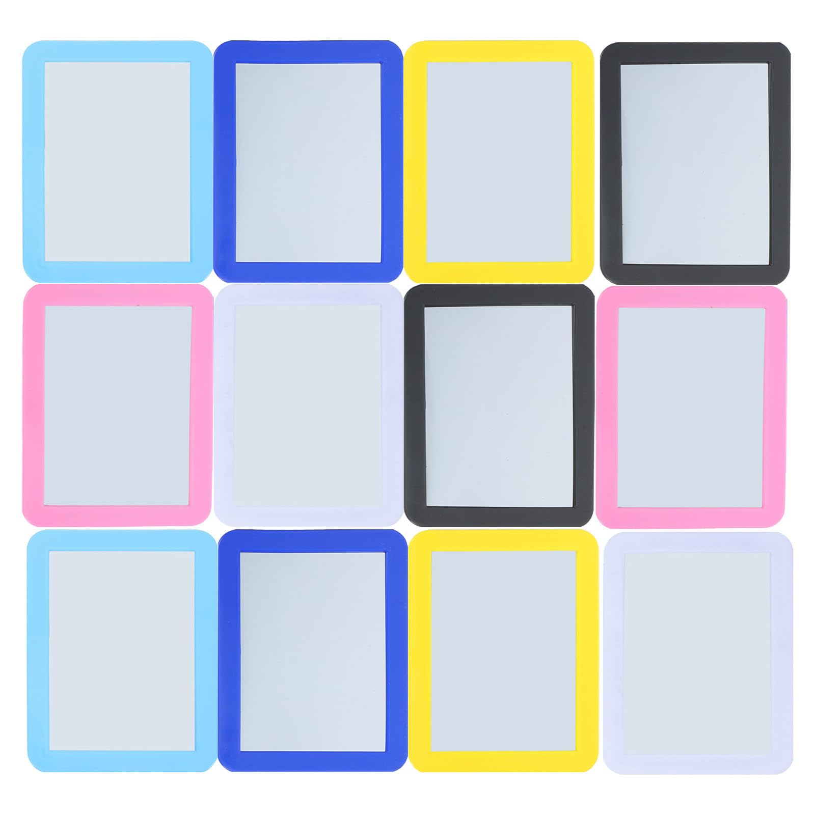 Generico 12 Pezzi Specchio Magnetico in Plastica Infrangibile Bordi Arrotondati e Colori Vivaci per Progetti Artistici e Aule Prescolari
