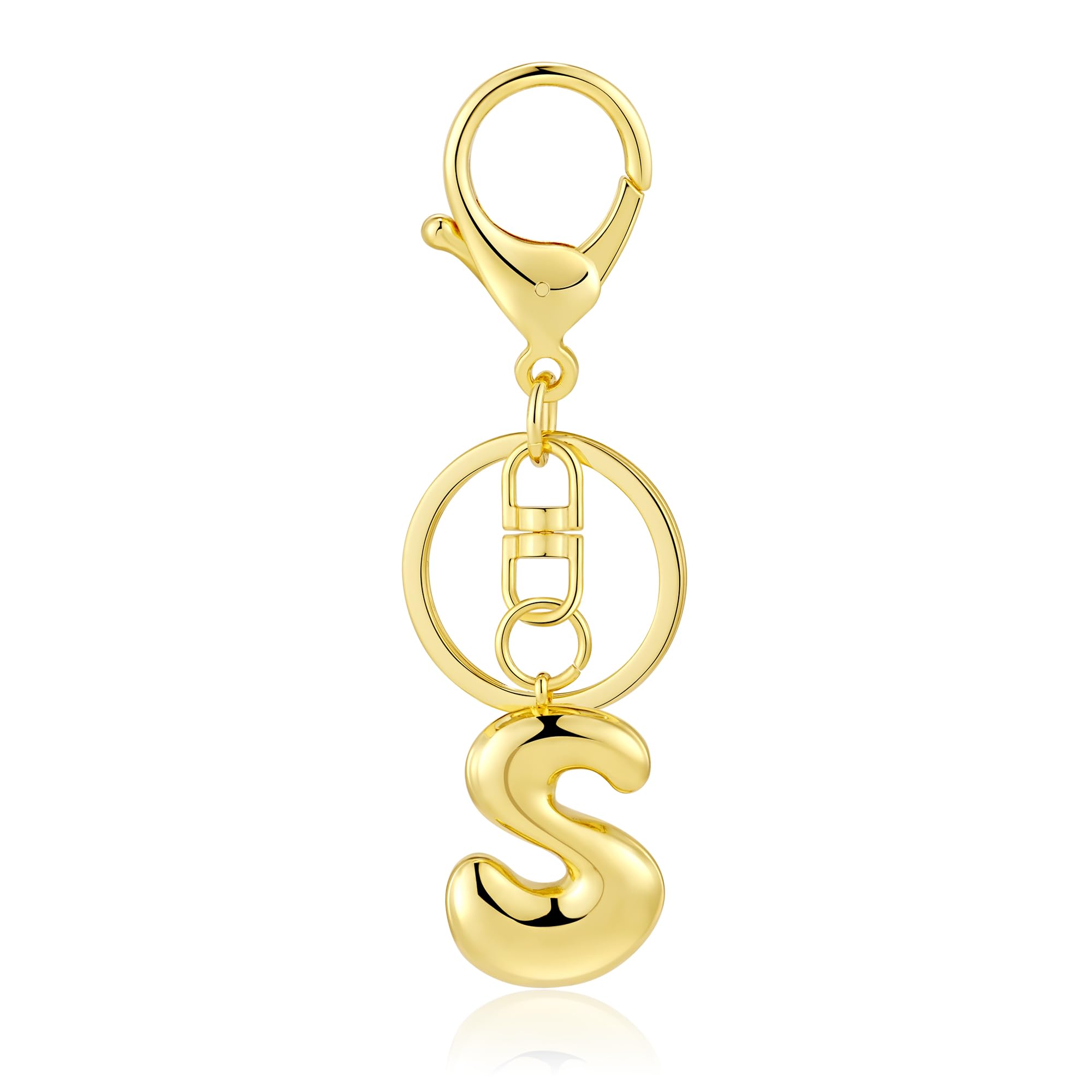 Kainier Gold Bubble Initial Keychain for Women Bag Charm Purse Key Alphabet Handbags Pendant Accessories Gift