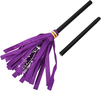 Dzrige Halloween Witch Broom Wizard Broomstick Witch Flying Broom Witch Broom Cosplay Costume Accessories Props for Halloween Haunted House Masquerade Decoration, 31.5 Inch Purple