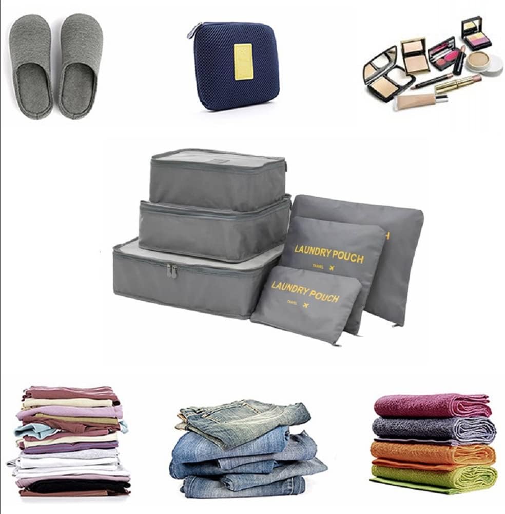 Packing Cubes 6 pieces Travel Accessories Travel Luggage Packing Organizers Bags for Backpack Suitcases, Grey - Image 4