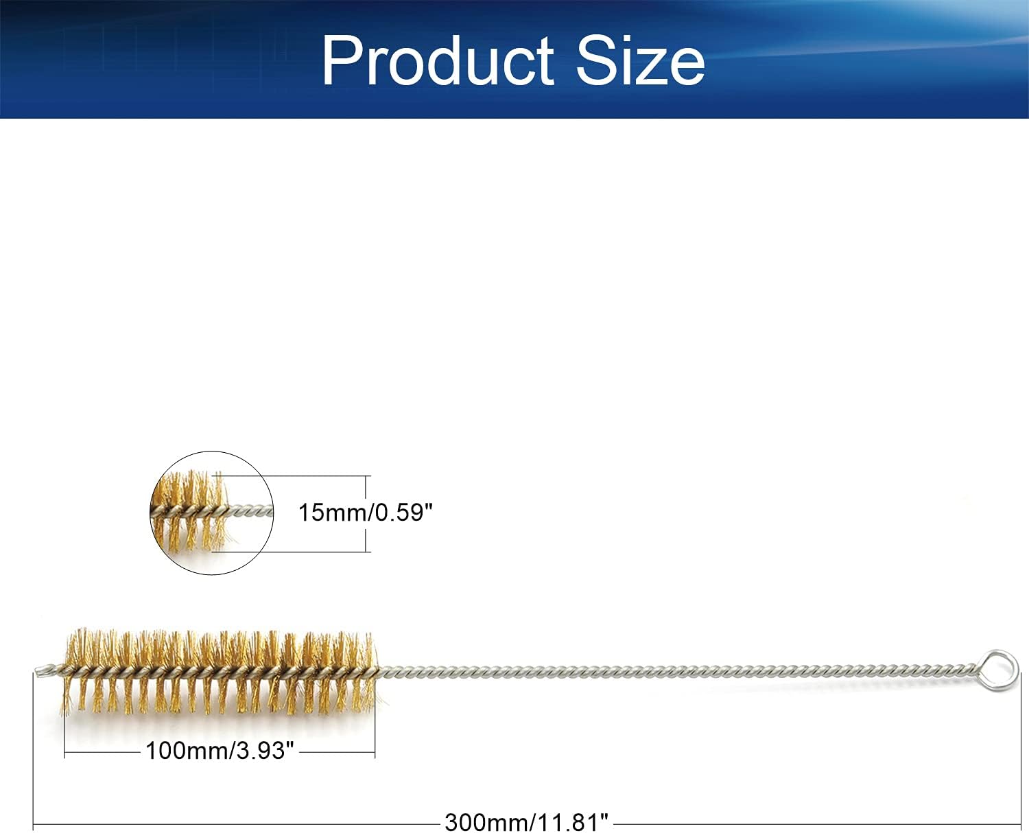 Auniwaig 0.98" Diameter Copper Wire Cleaning Brush 3.94" Working Width of Bristles 11.81" Total Length for Pipe Cleaning Lab Equipment 3 Pcs