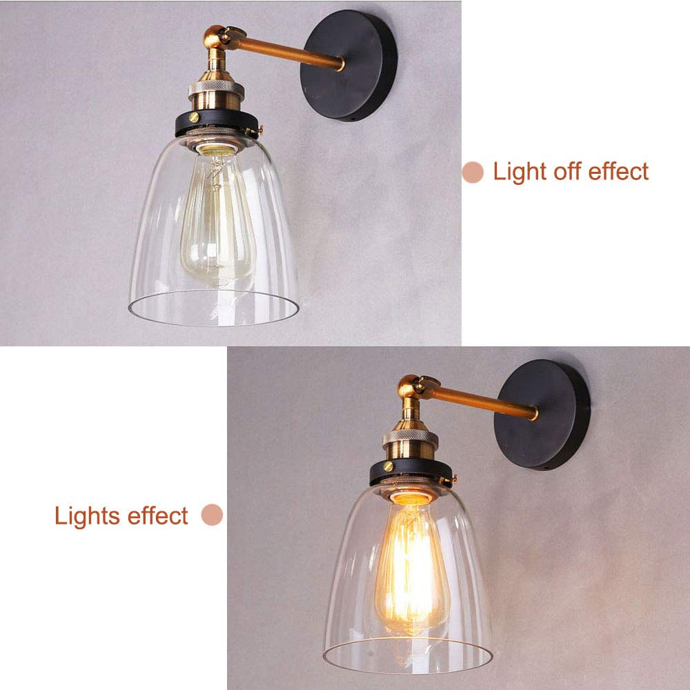 Lampada Da Parete A Sospensione In Vetro Stile Industriale Retrò – E27, 110-240V, Cavo 100 Cm, Per Cucina, Loft, Camera Da Letto (9x16cm)