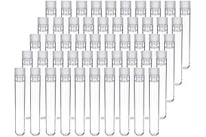 50 Pack Clear Plastic Test Tubes with Lids for Versatile Laboratory and Household Use