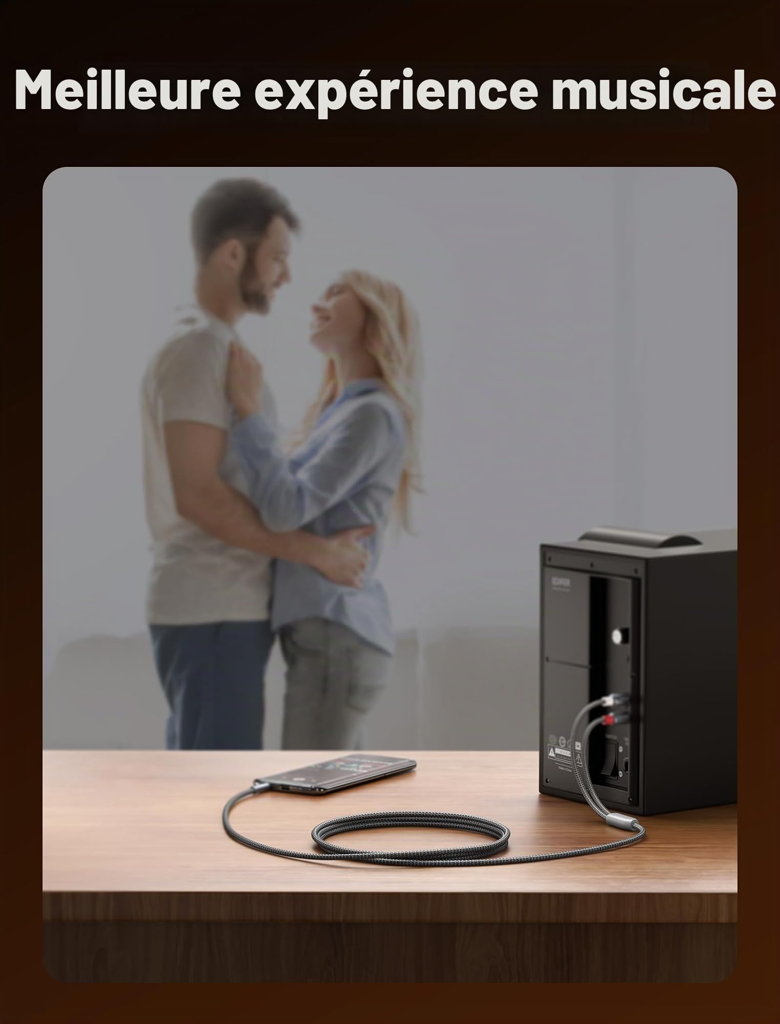 JSAUX Câble Cinch Jack Audio 3.5mm Mâle vers 2 RCA Mâle Câble RCA Jack Stéréo Compatible avec TV PC Téléphone Tablette Amplificateur Chaîne HiFi DVD Barre de Son Home Cinéma Autoradio Enceinte-2M