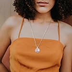 INFUSEU Aromatherapy Necklace Lava Stone Rock Essential Oil Diffuser Locket Pendant Jewelry Set for Women