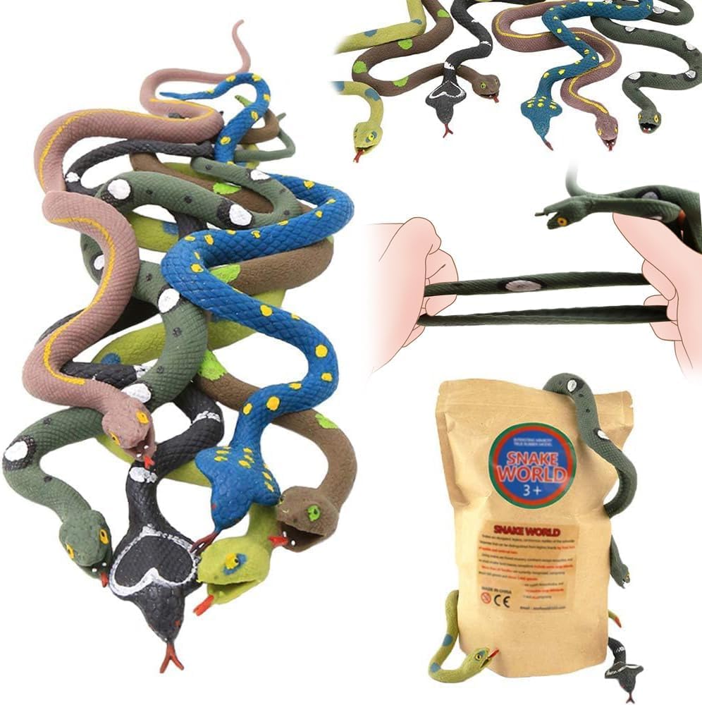 10 piezas de serpiente de goma suave como juguetes Cobra, serpiente falsa, araña, juguete escorpión, truco travieso, juguete aterrador | en línea