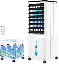 Klimaanlage ohne Abluftschlauch, 12L Klimaanlage Mobil mit 12H Timer, 3 Modus, 40dB, 60W, 120°Oszillation, Abnehmbare Wassertank, Fernbedienung, Leise Klimagerät Luftkühler für Wohnung Zimmer Räume