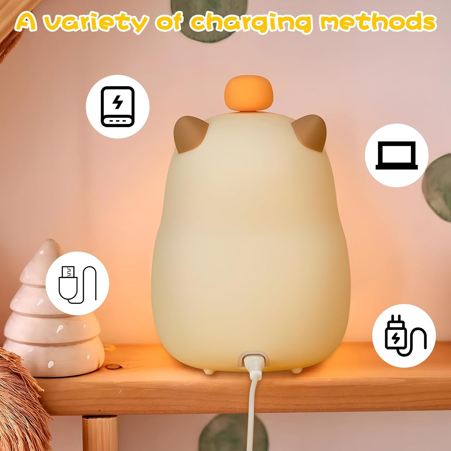 Children's Capybara Alarm Clock for Boys and Girls Bedroom LED Cute Bedside Alarm Clock with Digital Display Kids Sleep Trainer Can Wake Up Light and Night Light
