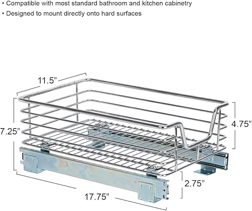 Vista 46 de Household Essentials Glidez - Organizador multiusos de acero cromado extraíble y deslizante para utensilios de cocina y utensilios para hornear