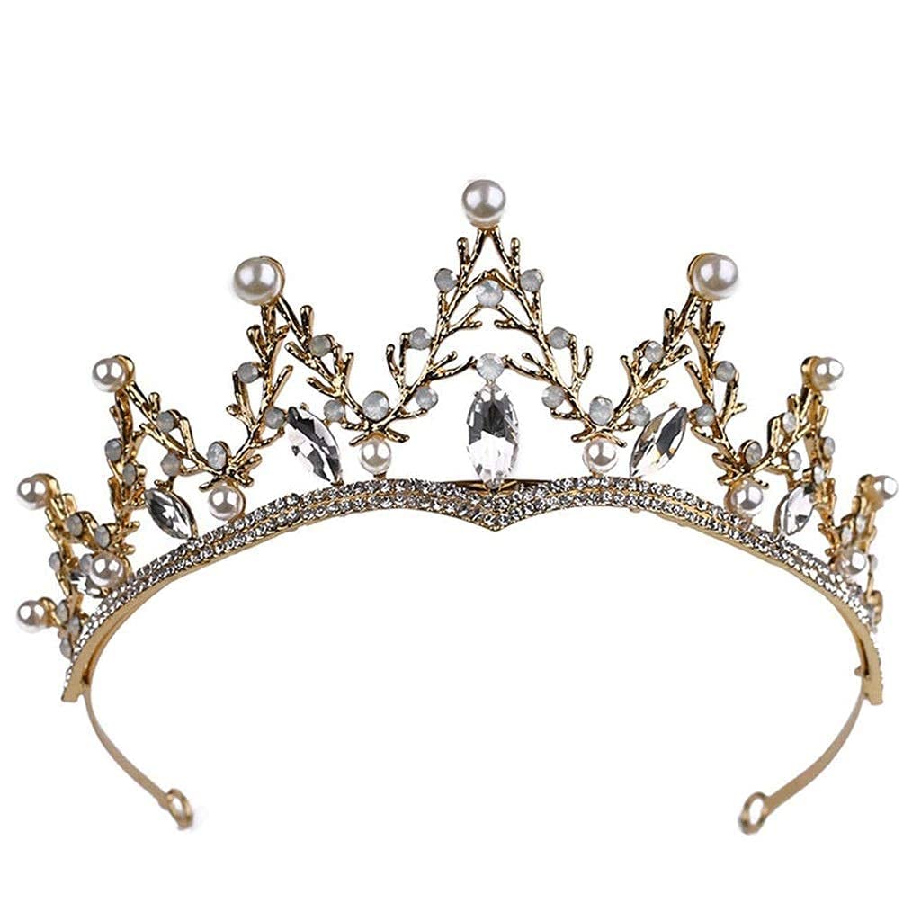 vfdaSWQQ Crown, Wedding Hair Crowns Bride Flower Queen Tiaras Headpiece for