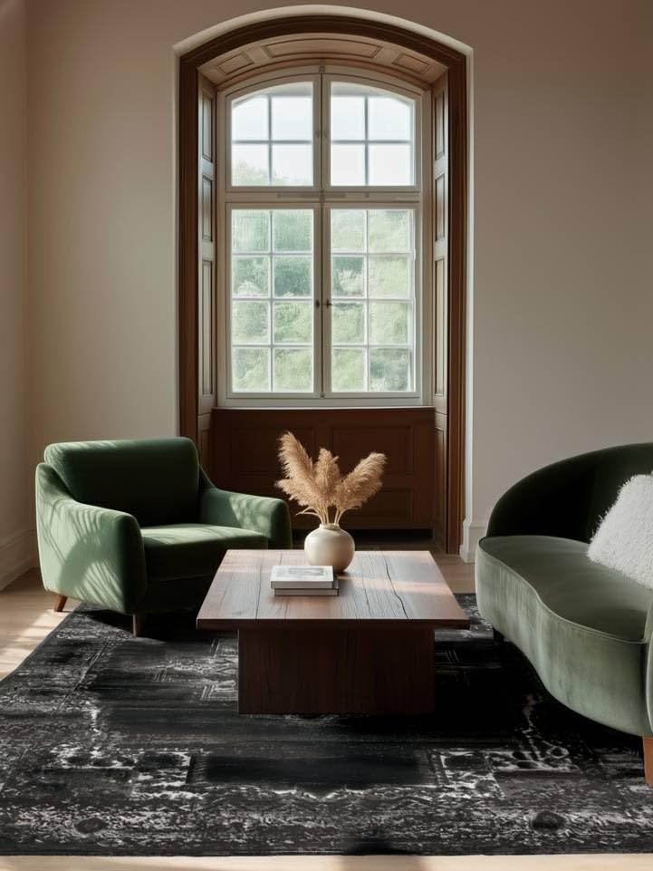 RugVista Vintage Vega, Teppich, Moderne Teppiche, 160 x 230 cm, Rechteckig, Mittlerer Stapel, Wohnzimmer, Esszimmer, Schlafzimmer, Küche, Nur chemische Reinigung, Oeko_tex_100, Schwarz