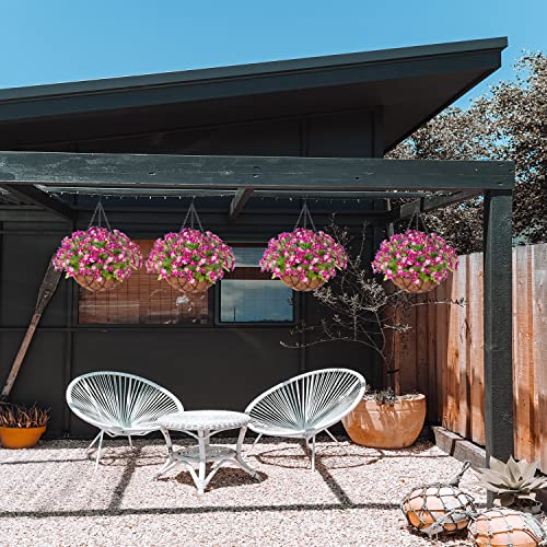 Inxugao Artificial Hanging Flower With Basket For Home Courtyard Decoration, Artificial Silk Hyacinth Fake Plant Arrangement In 12 Inch Coconut Lining Hanging Basket For Outdoors Indoors Decor(Violet) #TOP2